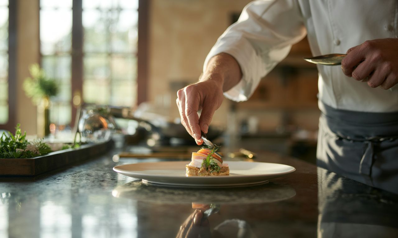 Fine dining plating scene