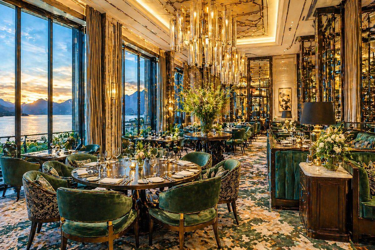 Luxury hotel restaurant dining room — outlet positioning from facility to destination